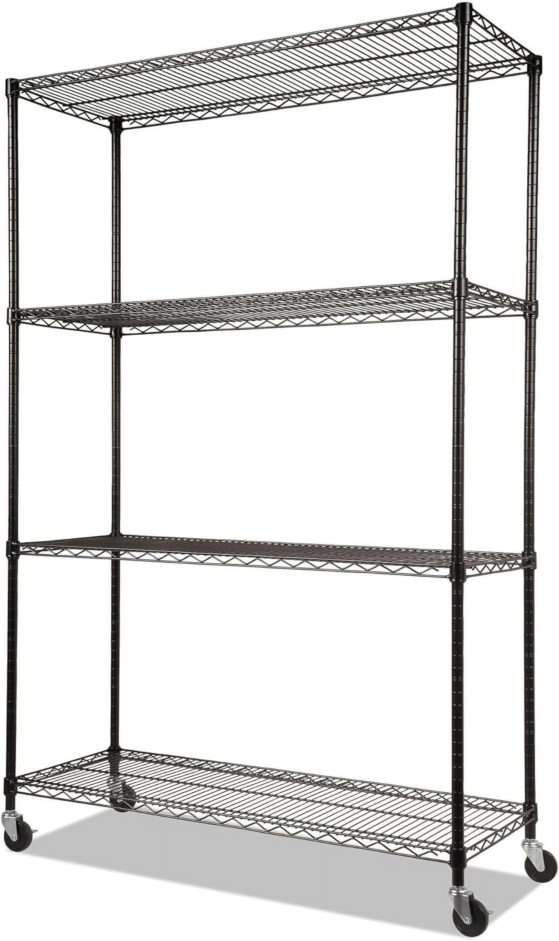 72" Anthracite Black Steel Mobile Shelf Rack with 4 Shelves
