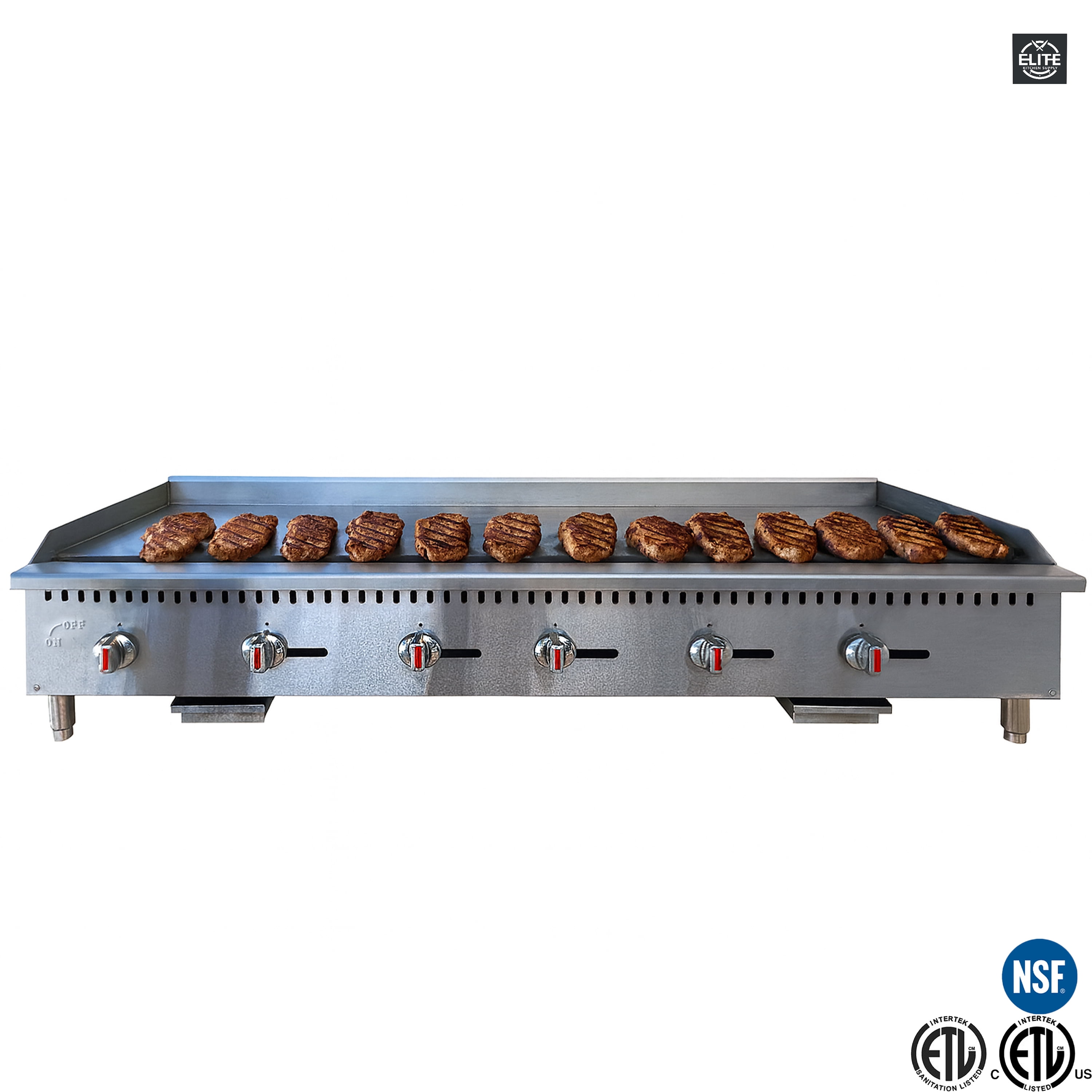 NSF Certified 72" Commercial Countertop Gas Griddle – 180,000 BTU, 6 ...