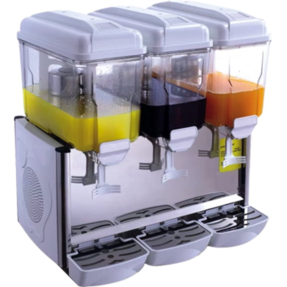 NSF Commercial Triple Bowl Refrigerated Beverage Dispenser – 12L x 3 Capacity Juice & Drink Machine with Digital Temperature Control, Magnetic Stirring System, ETL Certified for Restaurants, Buffets
