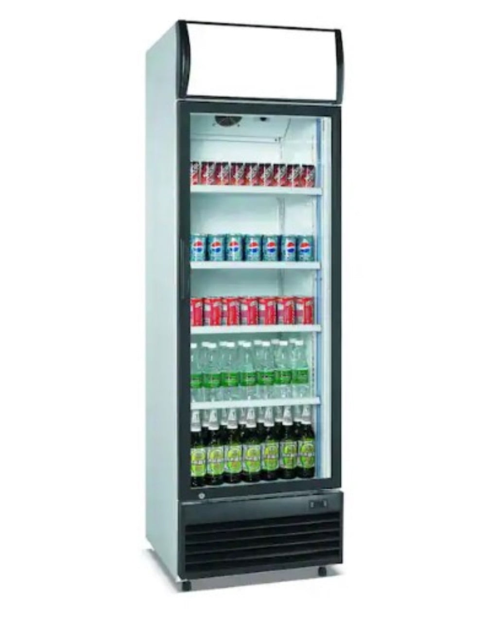 Commercial Beverage Refrigerator, Glass door 24 1/2" x 26 1/2" x 81", 15.2 cu ft display Fridge, NSF Certified.