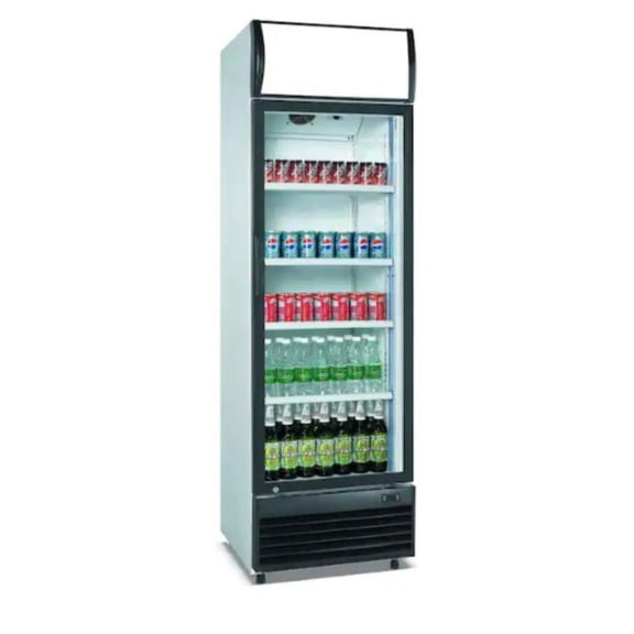 Commercial Beverage Refrigerator, Glass door 24 1/2" x 26 1/2" x 81", 15.2 cu ft display Fridge, NSF Certified.