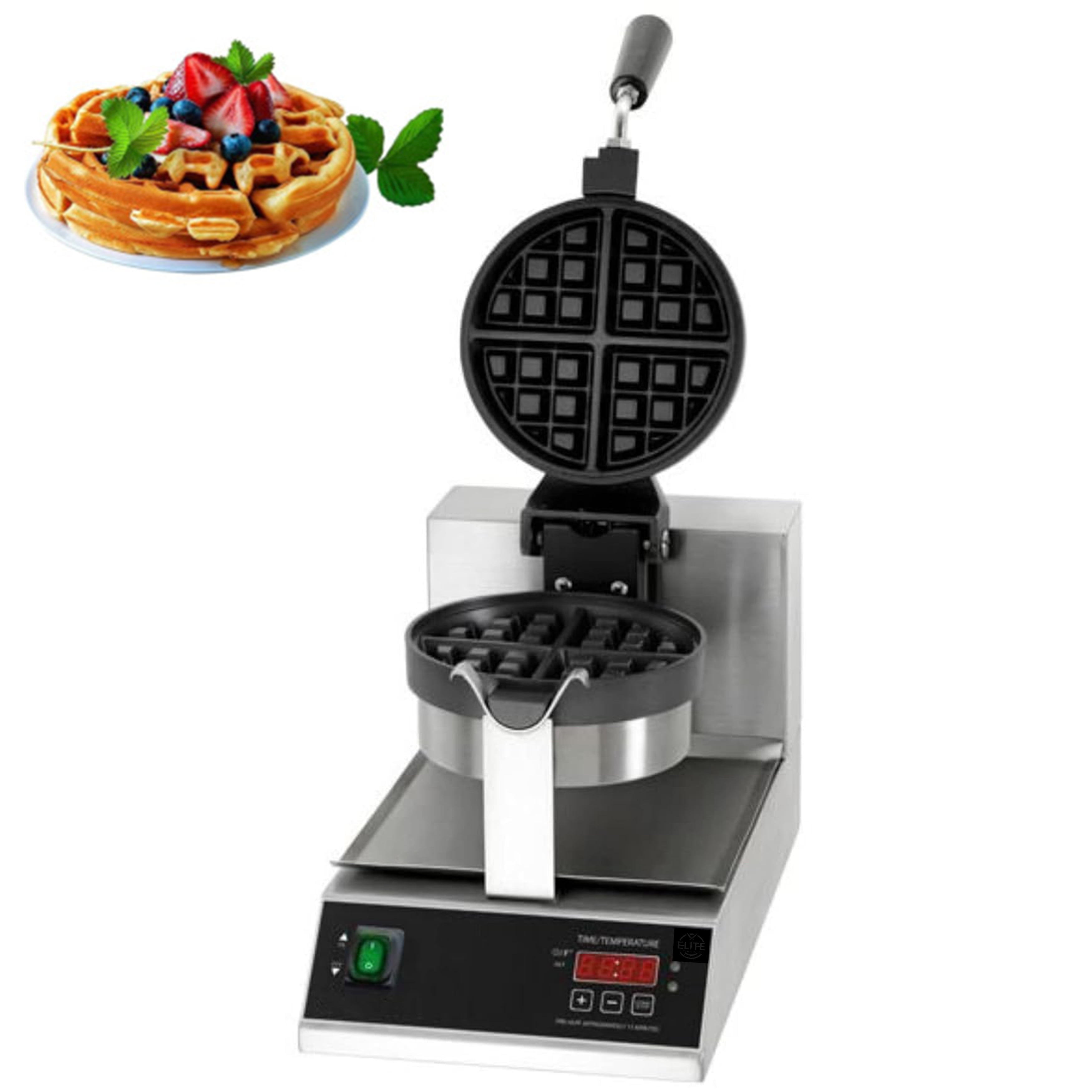 NSF Electric 1100W Waffle Maker with Cast Aluminum Grids, Commercial