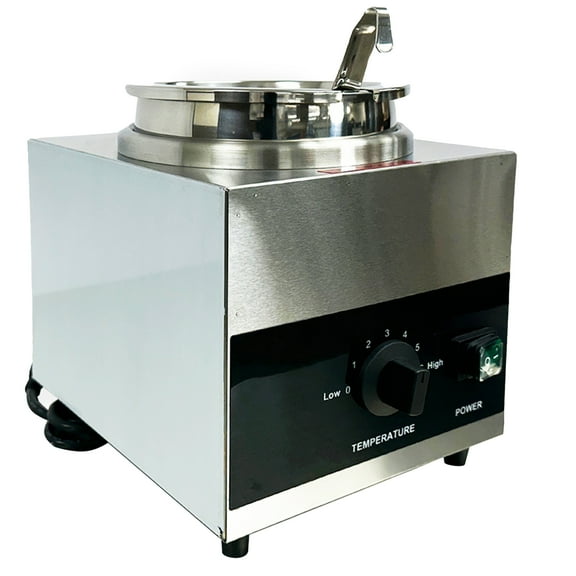 NSF Electric Soup Warmer, Buffet Warmer, 7L Countertop Warmer, Stainless Steel Round Pot 86~185F, Commercial Bain Marie with Anti-dry Burn and Reset Button
