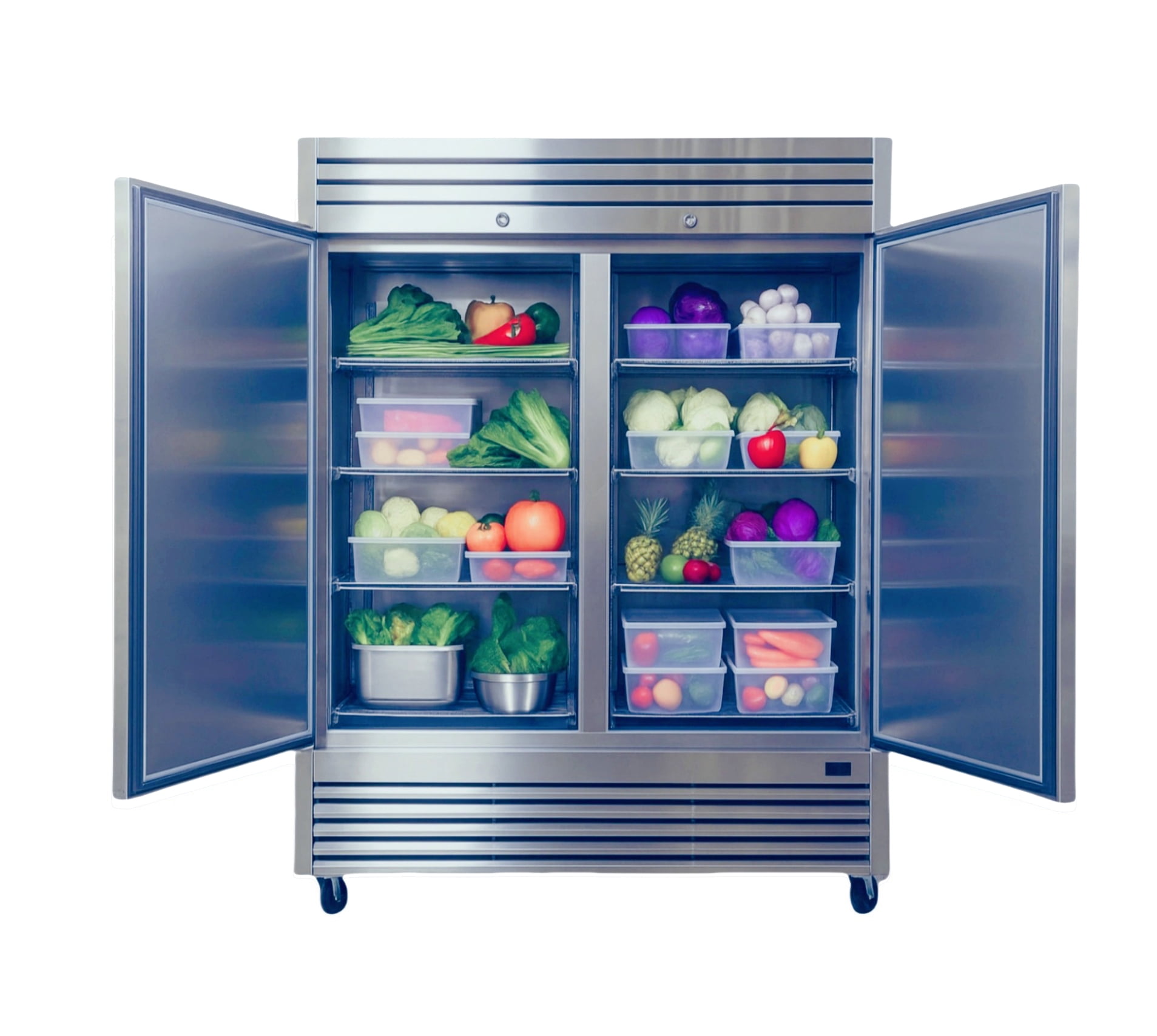 Commercial Reach in Refrigerator, 54" x 32" x 81 1/2", 42 Cubic Ft, Double Door Stainless Steel Fridge, NSFcertified