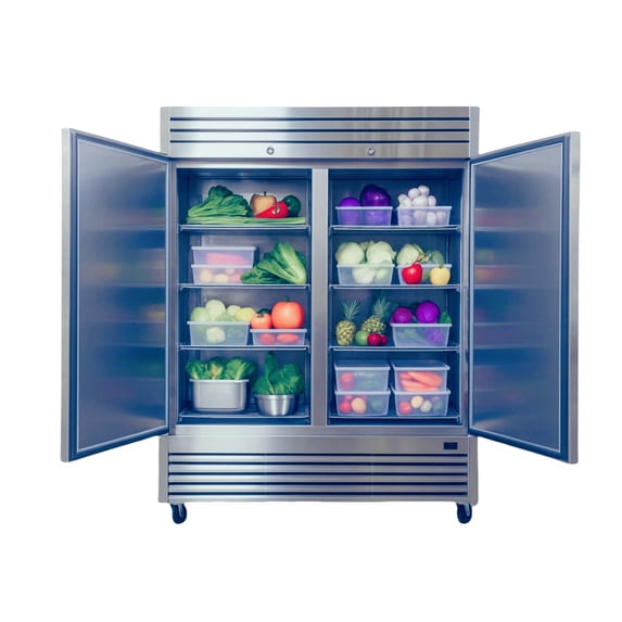 Commercial Reach in Refrigerator, 54" x 32" x 81 1/2", 42 Cubic Ft, Double Door Stainless Steel Fridge, NSFcertified