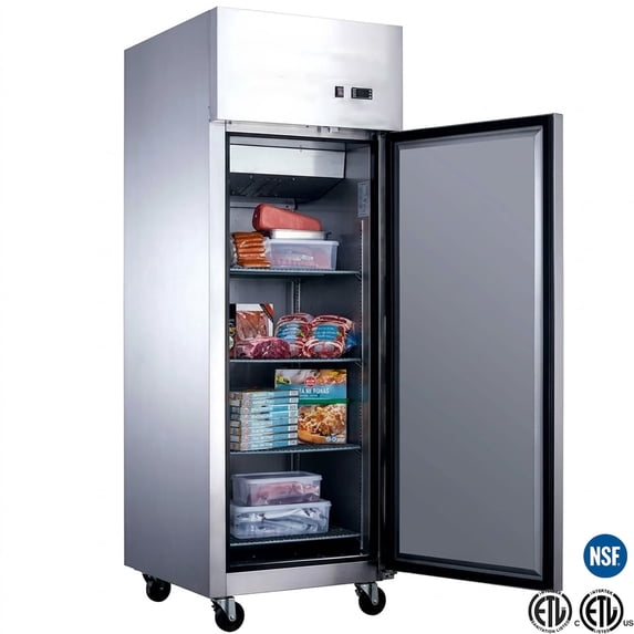 NSF Stainless Steel 27 Cu.Ft. Top Mounted Reach-In Freezer 1 Door Solid Door Commercial Upright Freezer