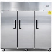 NSF Stainless Steel 82.5 Cu.Ft. Top Mounted Reach-In Freezer 3 Door Solid Door Commercial Upright Freezer