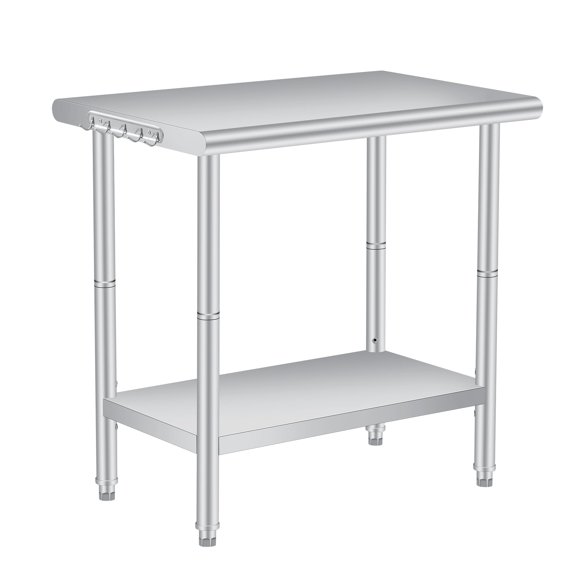 NSF Stainless Steel Laboratory Work Table 36x24 Inch with Adjustable Undershelf Hooks & Splash Guard, Heavy Duty Commercial Prep Table for Lab Restaurant Silver