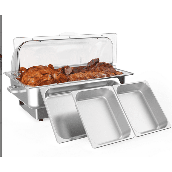 NSF Stainless Steel Roll Top Catering Chafer Server Food Warmer with Cover for Party Wedding Banquet