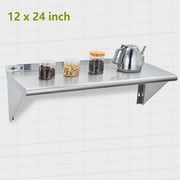 NSF Stainless Steel Shelf 12 x 24 Inches, 250 lb(113KG), Sboly Commercial Wall Mount Floating Shelving with Industrial Grade Metal for Restaurant, Kitchen, Home and Hotel, Silver