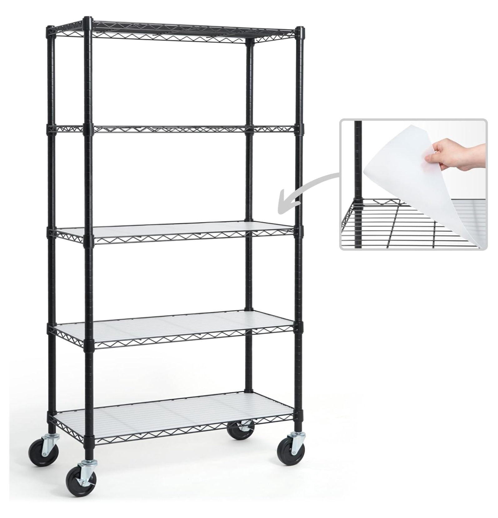 Leviling Racks NSF Wire Shelving 5-Tier, 30x14x64 Heavy Duty Metal Rack w/Wheels ...