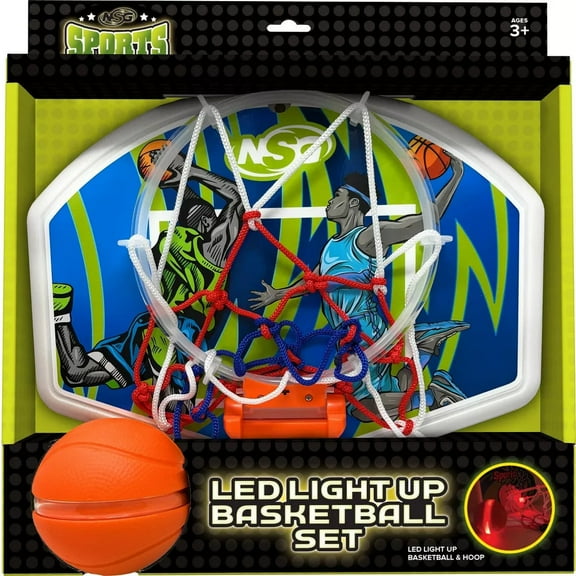 NSG LED Light Up Basketball Toy Set for Boys and Girls, LED Light up Hoop and Basketball - Ages 4 and Up