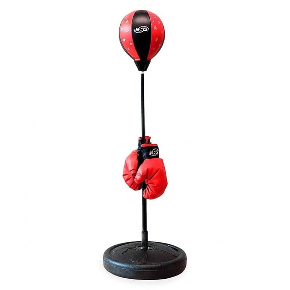 NSG Punching Bag and Boxing Gloves Set for Kids  Freestanding Base Punching Ball with Spring Loaded Height Adjustable Stand, Junior Boxing Gloves, and Hand Pump - Ages 4+