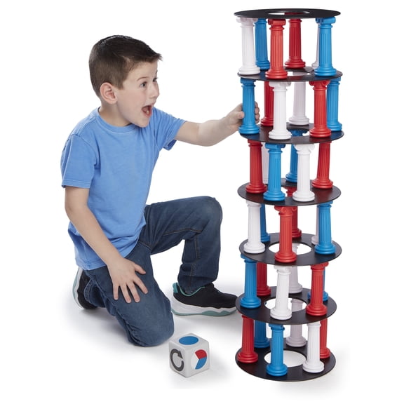 NSG Giant Tumbling Tower Game - Classic Stacking Game, 36 Colorful Pieces, Foam Dice, and Travel Storage Bag - Party Game for Friends and Family Ages 5 and up