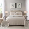 thumbnail image 1 of NSH by New Sega Home 4-Piece Beige Pinsonic Reversible Waffle Textured Quilt Set with Reversible Shams and Decorative Pillow, King, 1 of 9