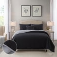 thumbnail image 1 of NSH by New Sega Home 4-Piece Black Pinsonic Reversible Waffle Textured Quilt Set with Reversible Shams and Decorative Pillow, Full/Queen, 1 of 9