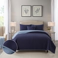 thumbnail image 1 of NSH by New Sega Home 4-Piece Navy Pinsonic Reversible Waffle Textured Quilt Set with Reversible Shams and Decorative Pillow, Full/Queen, 1 of 9
