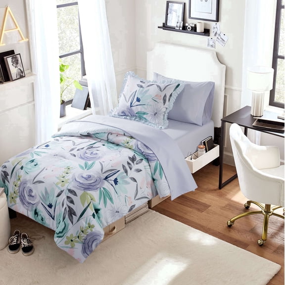 Campus Comforts by New Sega Home 2-Piece Reversible Comforter Set, Floral, Twin-XL