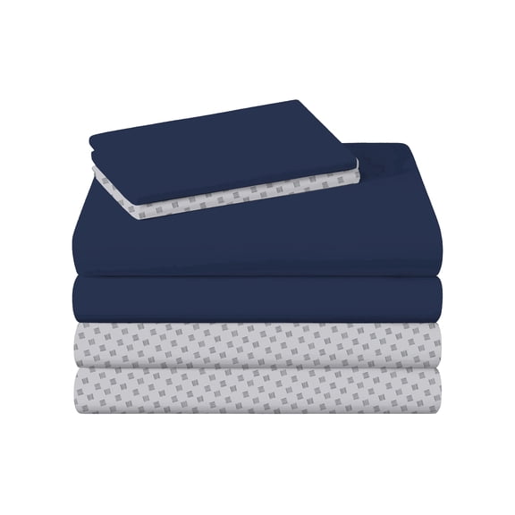 Campus Comforts by New Sega Home 2-Pack Microfiber Sheet Set, One Print, One Solid, Twin-XL