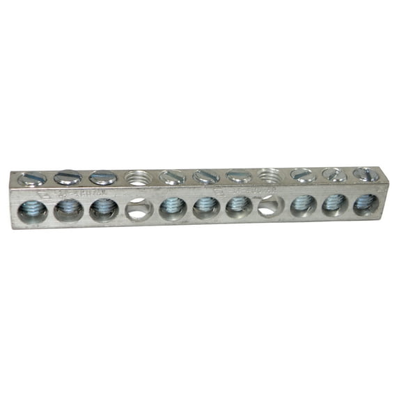 NSI 4-14 11 Holes 9 Circuits Aluminum Neutral Bar 4-14 AWG