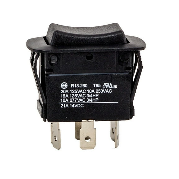 NSI 77130RQ Rocker Switch Momentary Contact DPDT 15 Amps On-Off-On Circuit