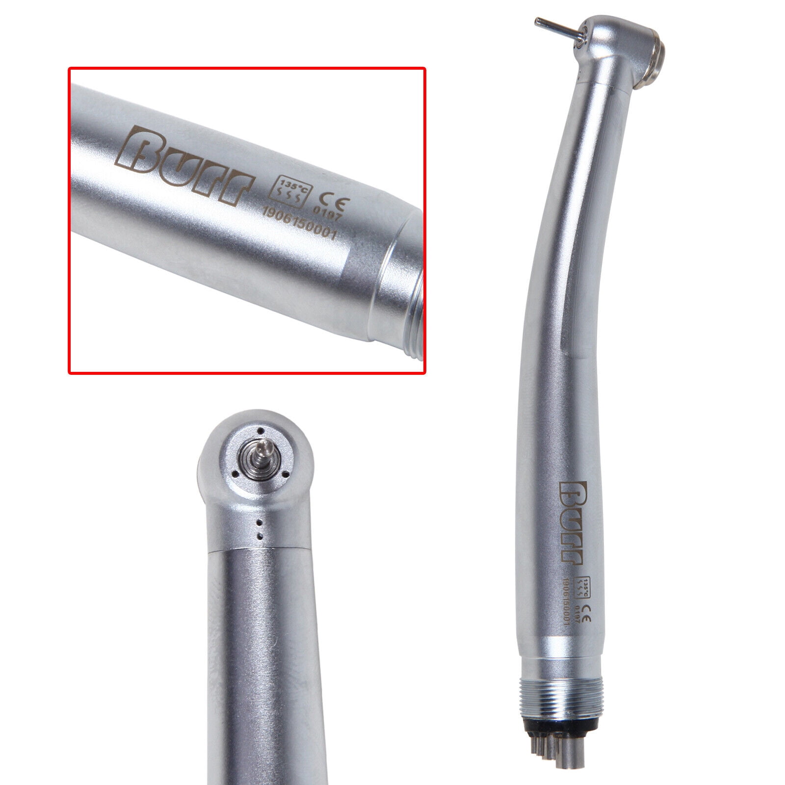 NSK Style Dental High Fast Speed Turbine Handpiece Push Button 4 Hole Burr
