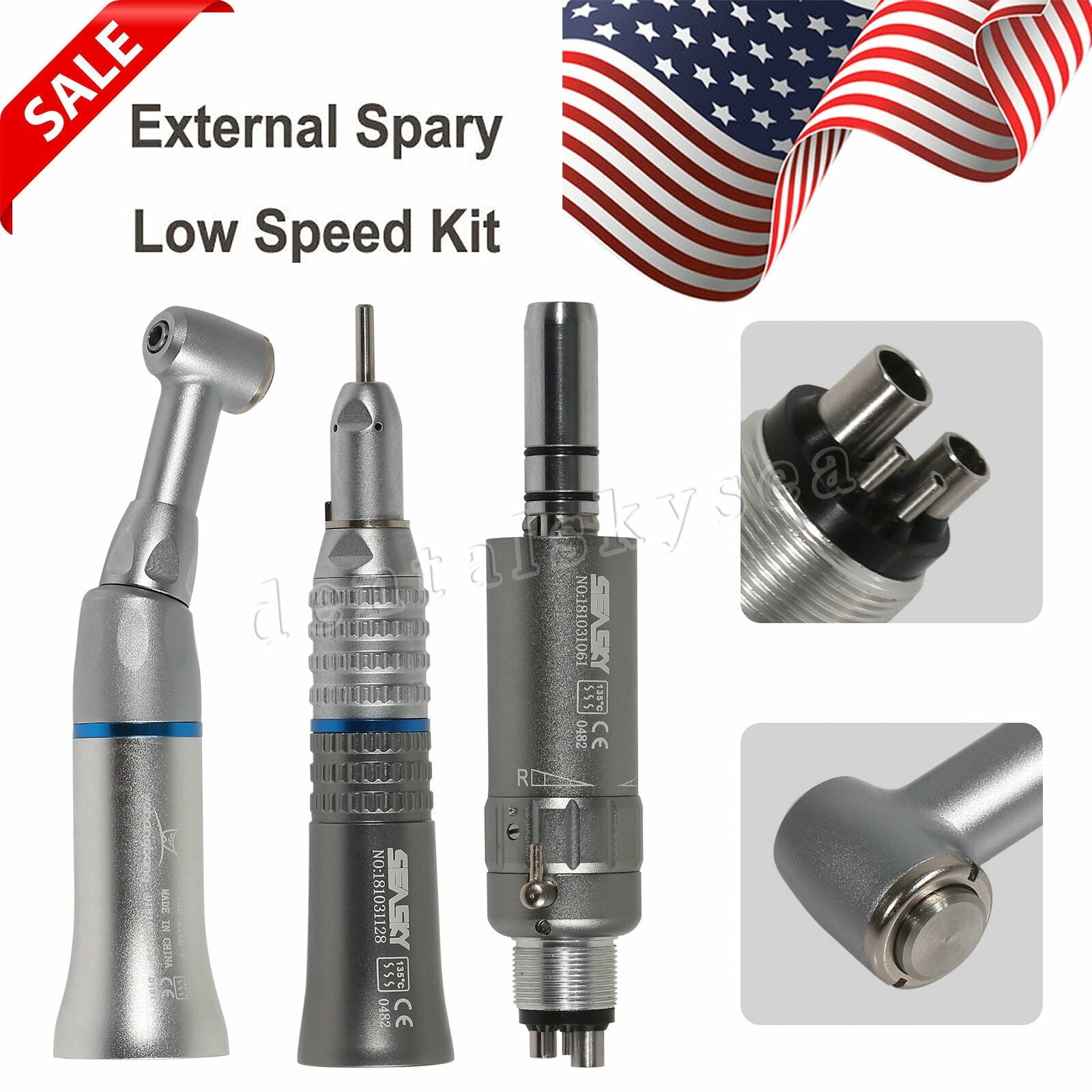 NSK Style Dental Slow Low Speed Contra Angle Straight Air Motor 4H Push Button