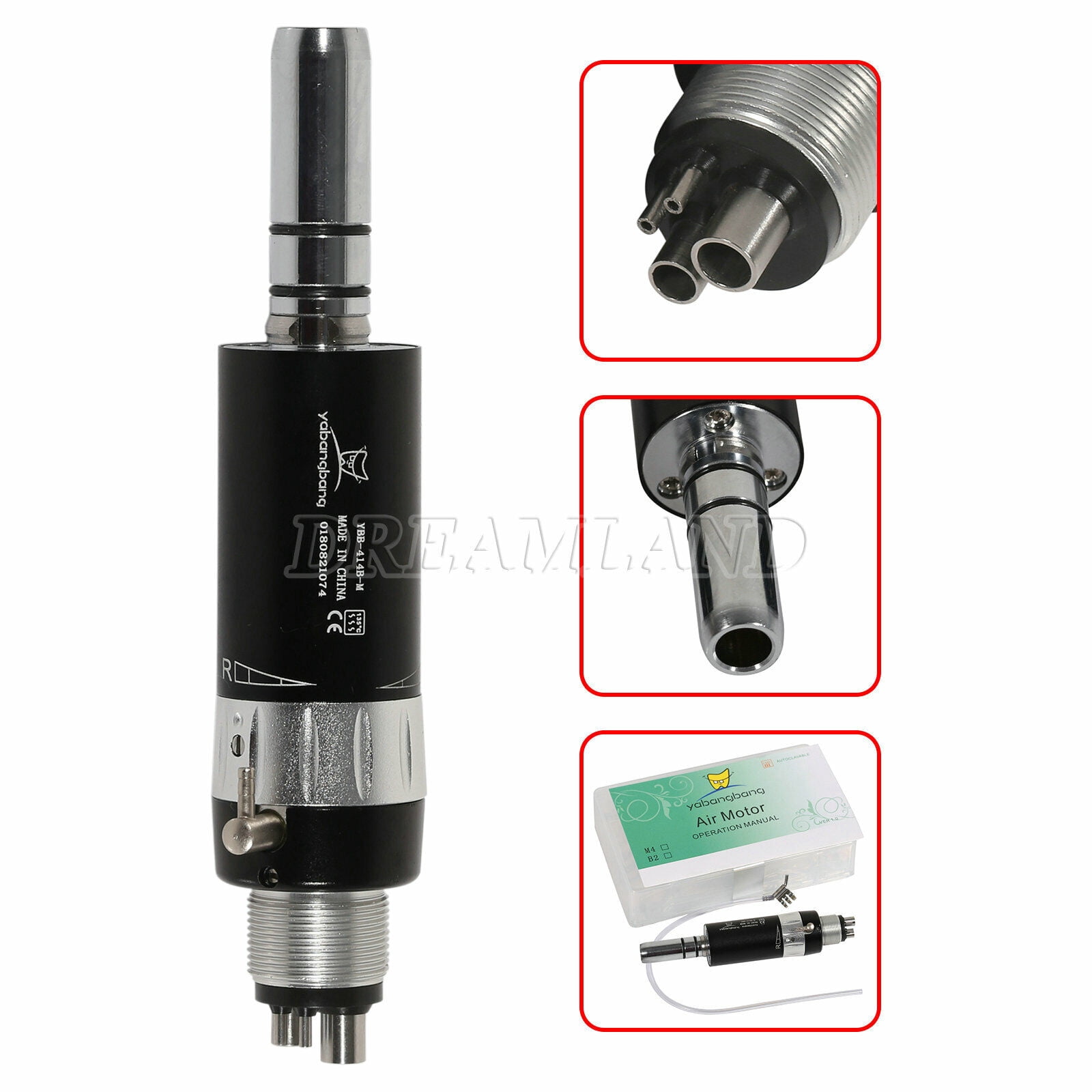 NSK Type Dental Slow Handpiece Contra Angle Straight Air Motor 4Hole E-type Black  Low Speed Handpiece Yabangbang