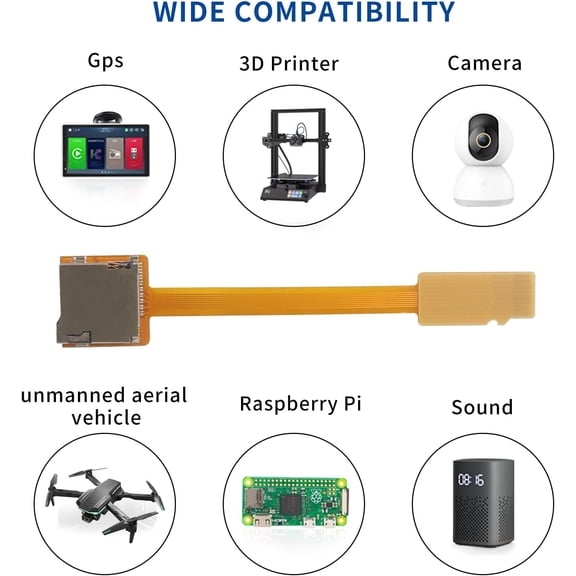 NSKBBM-5.5in/14cm Micro SD to Micro SD Card Extension Cable - TF Card Reader Adapter, Flexible Extender Compatible with GPS, 3D Printer, Raspberry Pi, TV, DVD, SDXC
