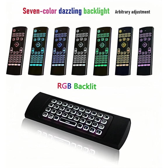 NSKBBM-7 Color Backlit LED MX3 Pro Mini Keyboard Fly Remote Mouse,Android TV Remote Control,IR Learning Mini Wireless Keyboard for Android TV Box.HTPC.IPTV,Networked Set-top Box,Mini PC(Battery not I
