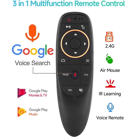 NSKBBM-Air Mouse Remote Control, 2.4 GHz Wireless Voice Remote Control with IR Learning, Wireless Connection via USB Receiver Air Mouse for PC Android TV Box Laptop Projector Windows Android Mac OS