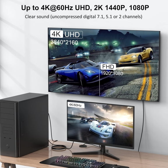 NSKBBM-DisplayPort Cable 6FT 2-Pack, DP to DP Cable 4K@60Hz, 1440p@144Hz/165Hz Display Port Cord for Monitor, Computer, Laptop, PC, Graphics Card