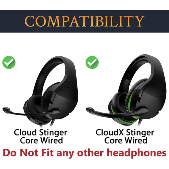 NSKBBM-Headband Cover for HyperX Cloud Stinger Core Wired/CloudX Stinger Core Wired Gaming Headsets (Do Not Fit Wireless Versions), Replacement Headstrap Pad Repair Part - Black