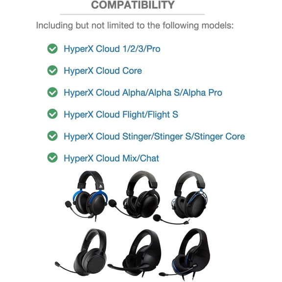 NSKBBM-Headband Cushion Cover Compatible with HyperX Cloud 1/2/3/Pro/Core/Alpha/Alpha S/Alpha Pro/Flight/Flight S/Stinger/Stinger S/Stinger Core/Mix, CloudX/Stinger/Stinger Core/Flight/Chat Headset