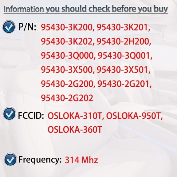 NSKBBM-Key Fob Keyless Entry Fits for Hyundai Elantra Sonata Kia Optima 2006 2007 2008 2009 2010 2011 2012 2013 2014 2015 Remote Control Replacement OSLOKA-310T 95430-3K200 3 Buttons