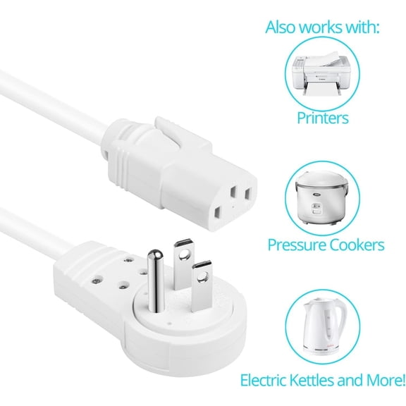 NSKBBM-Monitor Computer Power Cord 10 Ft Flat Plug 360 Rotating PC Cable 3 Prong for, Desktop, Printer, Scanner, 16 AWG NEMA 5-15P to IEC13 - UL Certified