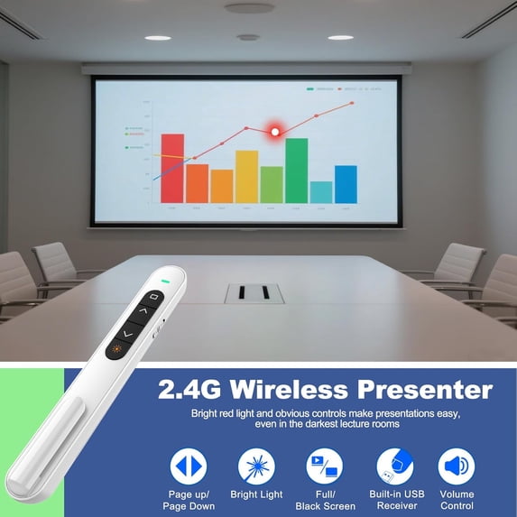 NSKBBM-Presentation Clicker for PowerPoint, RF 2.4GHz USB Wireless Presenter Remote with Volume Control, PowerPoint Clicker Slide Advancer for Mac, Windows, Laptop, Keynote