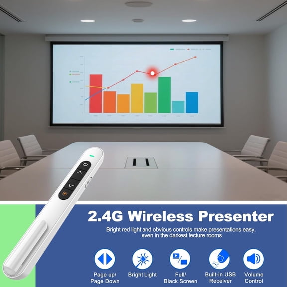NSKBBM-Presentation Clicker for PowerPoint, RF 2.4GHz USB Wireless Presenter Remote with Volume Control, PowerPoint Clicker Slide Advancer for Mac, Windows, Laptop, Keynote