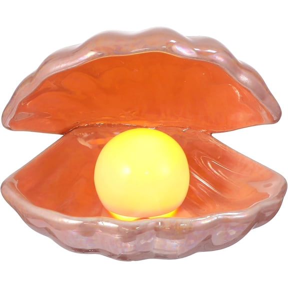 NSKBBM-Shell Pearl Design Night Light Ceramic Table Lamp Bedside Decorative Lamp for Bedroom Home Decor 6.49X5.90X5.51In Seashell Shape