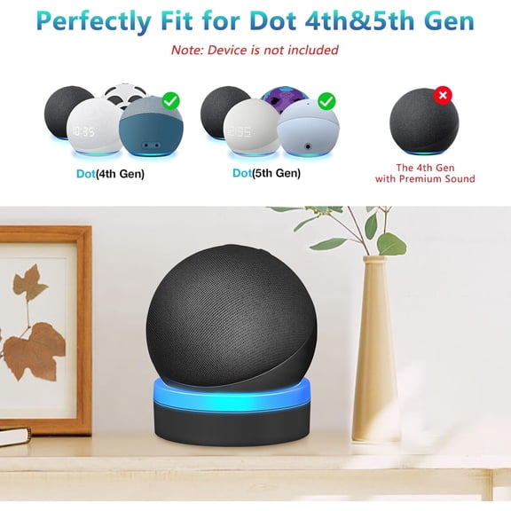 NSKBBM-Stand for Echo Dot 4th/5th Generation, Table Holder Mount with Light Guide, Enhance Light Effect, Space-Saving Dot 4/5 Accessories with Cable Management, Black
