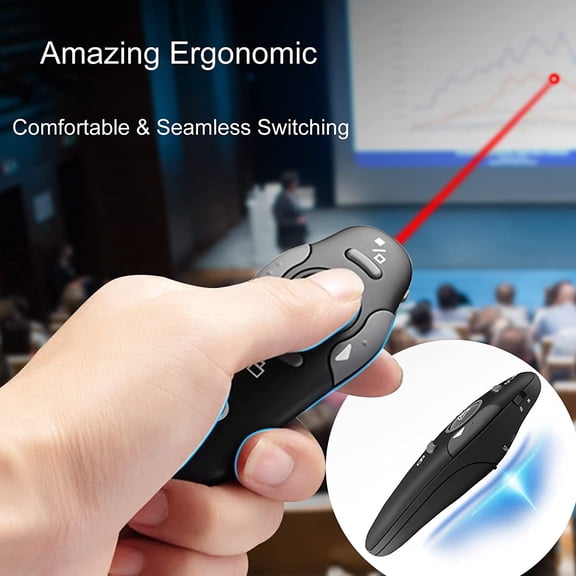 NSKBBM-Wireless Presentation Clicker for PowerPoint Presentations, USB Dongle Presenter Remote with Laser Pointer Slide Clickers for Mac/Windows/Linux, Computer/Laptop, Google Slide/PPT/Keynote