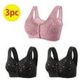 thumbnail image 1 of NSLGXD 3-Pack Daisy Bras for Older Women Front Closure Bra for Women Push Up Bra Comfortable Full Coverage Brassiere Plus Size No Underwire Front Snap Bra for Seniors, 1 of 5