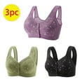 thumbnail image 1 of NSLGXD 3 Pack Daisy Bras for Older Women No Underwire Support Brassiere Comfort Front Closure Bra for Senior Front Snap Push Up Full Coverage Bras for Women, 1 of 6