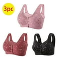 thumbnail image 1 of NSLGXD 3PC Front Snap Bras for Senior Women No Underwire Support Brassiere Front Closure Everyday Bras Comfortable Push Up Wireless Bralettes Daisy Bras for Older Women, 1 of 9