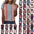 thumbnail image 1 of NSLGXD 4th of July Womens Tops Stars and Stripes Print Patriotic Short Sleeve Tshirts Summer Casual Crewneck Lightweight Graphic Tees S-3XL, 1 of 7