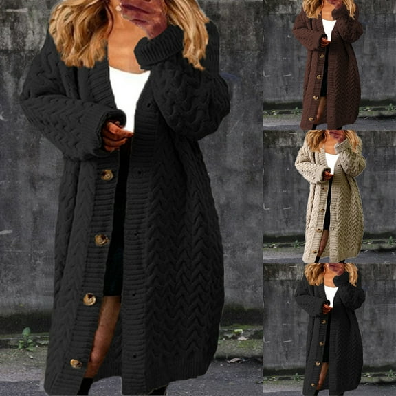 NSLGXD Button Up Cardigan Sweaters for Women V Neck Heavyweight Chunky Knitted Cardigans Long Sleeve Fall Winter Warm Outerwear Sweaters