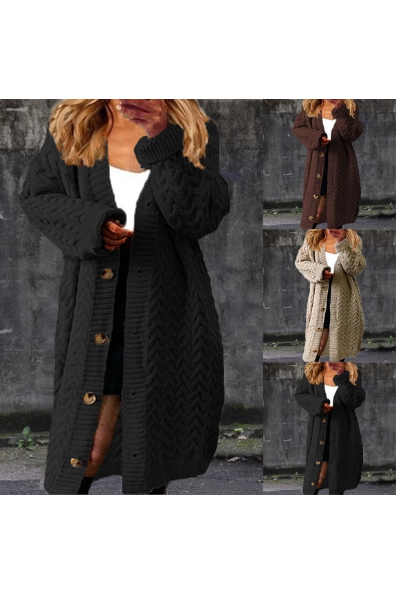 Button Up Cardigan Sweaters for Women V Neck Heavyweight Chunky Knitted Cardigans Long Sleeve Fall Winter Warm Outerwear Sweaters