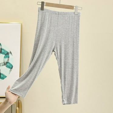 NSLGXD Casual Capri Pants for Womens Elastic Waist Straight Leg Pants Classic Solid Color Home Pants Loose Comfy Cropped Pants for Home