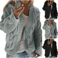 thumbnail image 1 of NSLGXD Chunky Sweaters for Women Winter Soft Cable Knit Cardigans Casual Long Sleeve Open Front Outerwear Jackets, 1 of 6