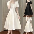 thumbnail image 1 of NSLGXD Corset Party Dress for Women Square Neck Puff Short Sleeve A Line Midi Dress Weddding Guest Flowy Formal Dress Black Dress,Size S-3XL, 1 of 6